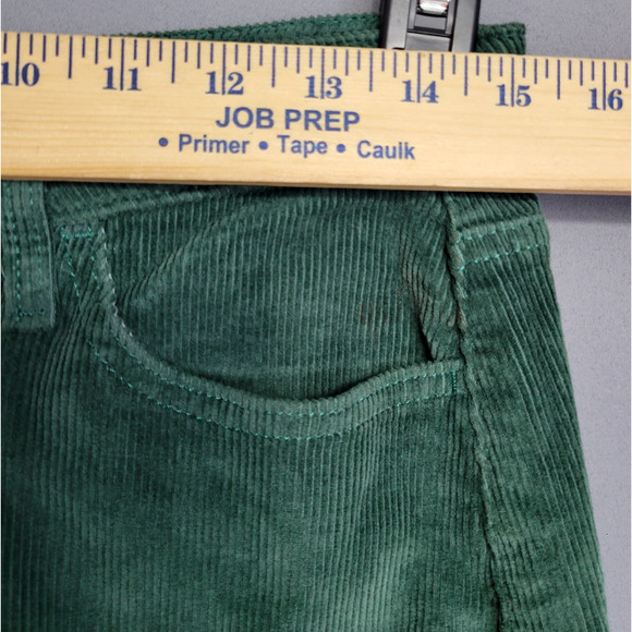 So Corduroy Mini Skirt Womens 7/28W Green Raw Hem Frayed Pockets Stretches - Picture 6 of 11